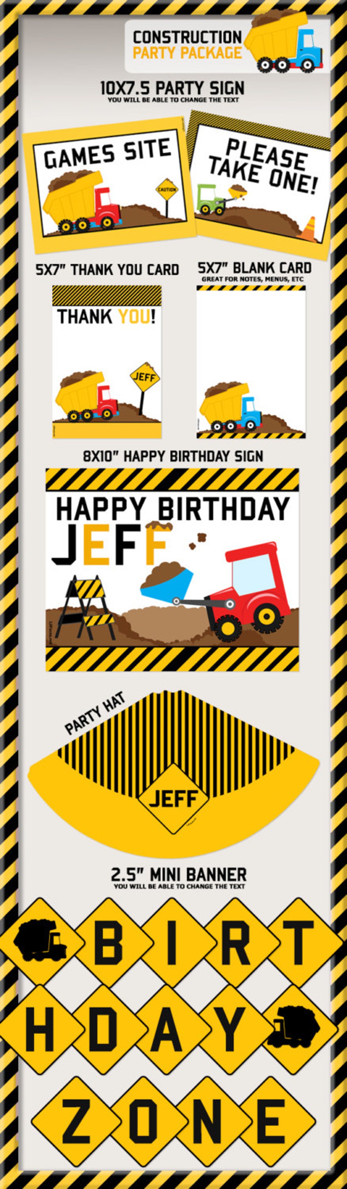Dump Truck Construction Birthday Party Printable Party | Etsy