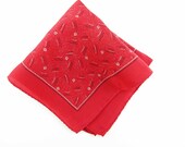 Red Silk Hankie - Made in Italy - Deco Patterned Hanky - Fun Hanky - Gift - Collect - Wedding - Doll Clothes - Quilts - Purses - Present