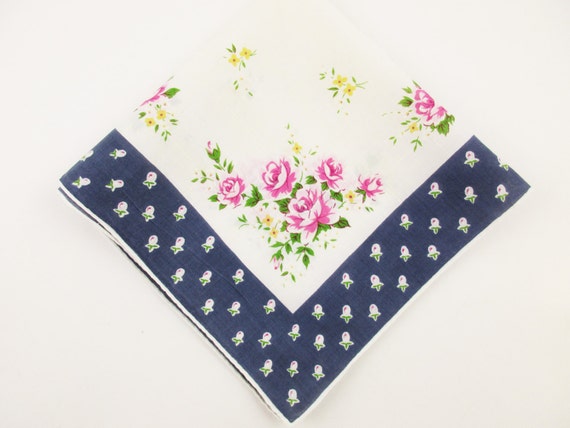 An 'Alice Joy' Hankie - Soft Grey-blue Border Han… - image 1