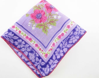 Purple and Lavender With Pink Center  Flowers - Dolly Dress - Fun Hanky - Gift - Collect - Wedding
