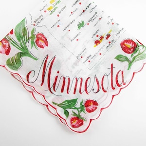 Souvenir of &#39;Minnesota&#39; Hanky - Site Seeing Landmarks and Tourist Graphics, Cities - State Flower Caladium