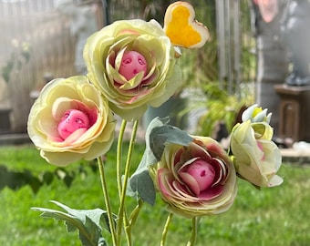 Alice in Wonderland (non) Talking Flowers POTTED "Yellow Baby Buds w/ Bread and Butterfly  By Sutherland