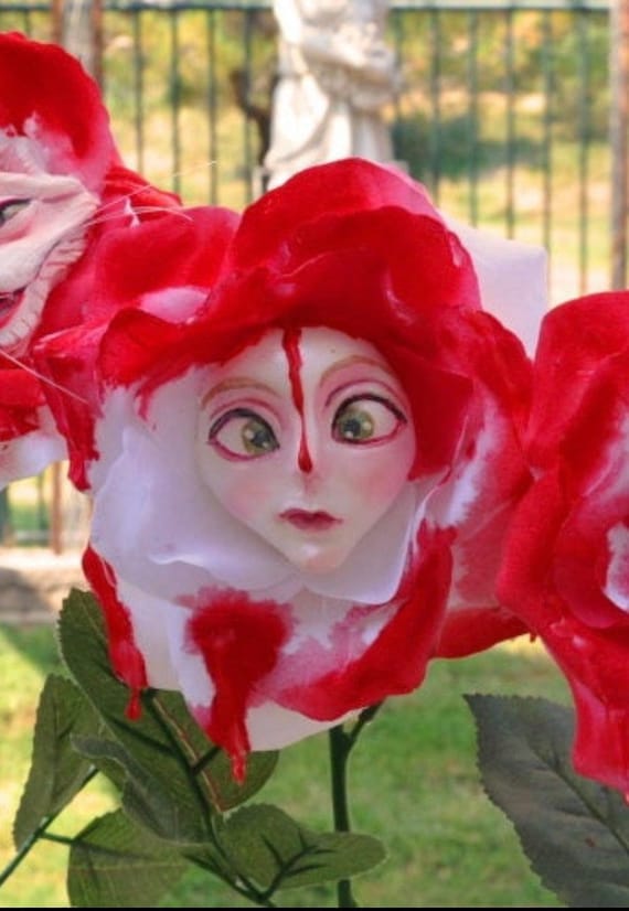 Alice in Wonderland nontalking Flowers Painting Roses Red Series