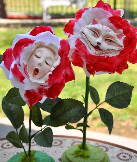 Alice in Wonderland (non)talking Flowers Painting Roses Red Series