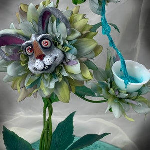 Alice in Wonderland (non)Talking Flowers "March Hare" Character Series by Sutherland for Party Props Tea Parties Table Decor Vignettes