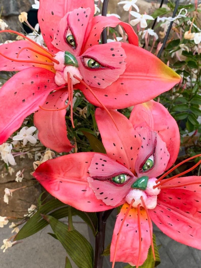 Alice in Wonderland Talking Flowers Tiger Lily Twins in Pink Etsy