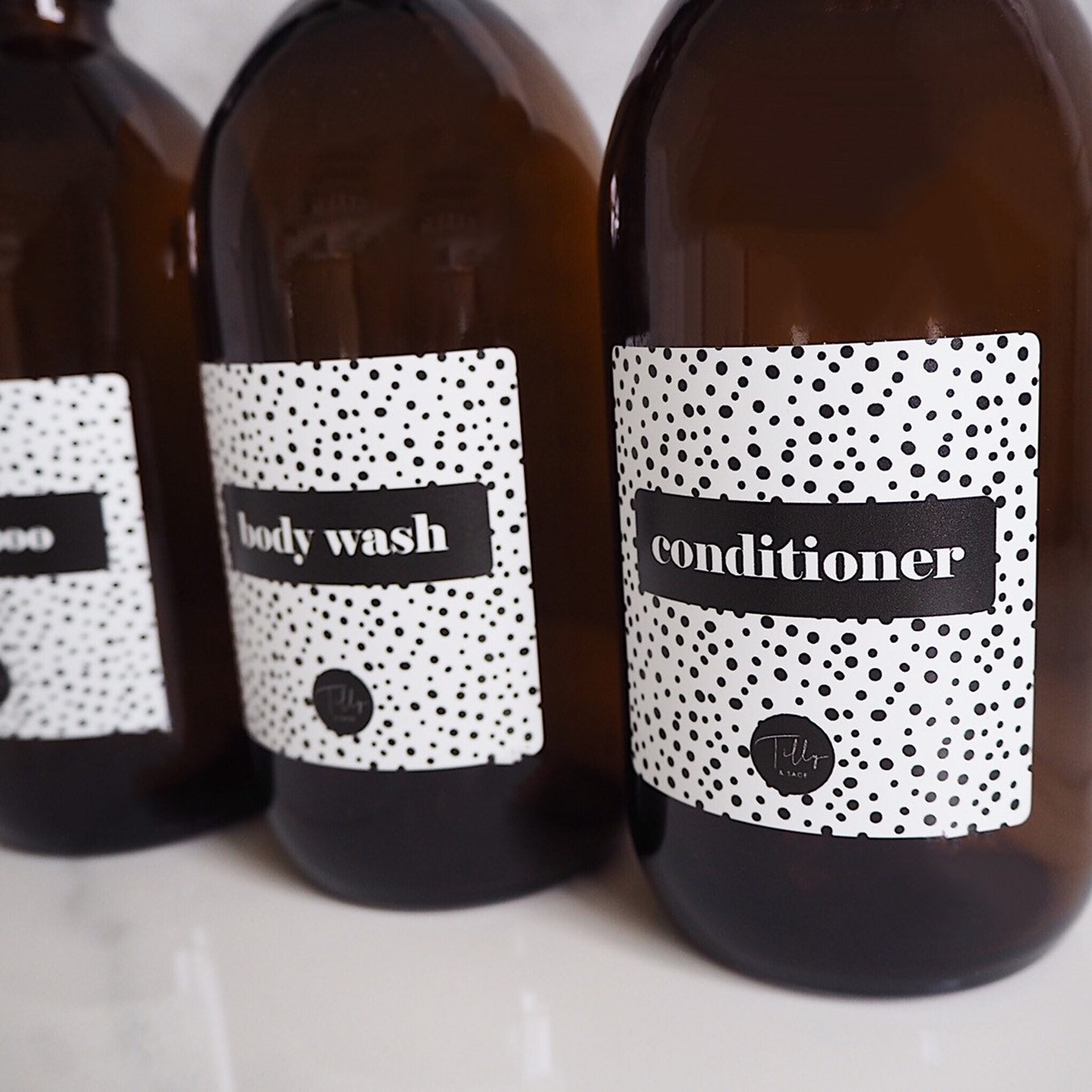 Amber Glass Reusable Bathroom Bottles With Dalmatian Labels Etsy