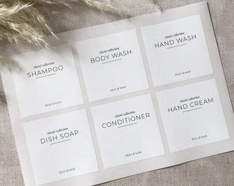 Personalised minimalist waterproof home organisation labels for bathroom, kitchen, pantry
