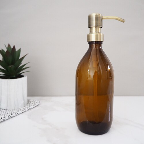 Amber 500ml Glass Bottle Soap Dispenser Etsy