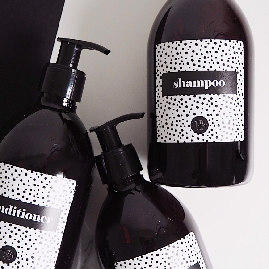 Amber 500ml plastic reusable bathroom bottles with monochrome Etsy.de