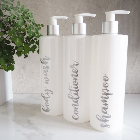 White Reusable Bathroom Toiletries Bottles 500ml Refillable Etsy