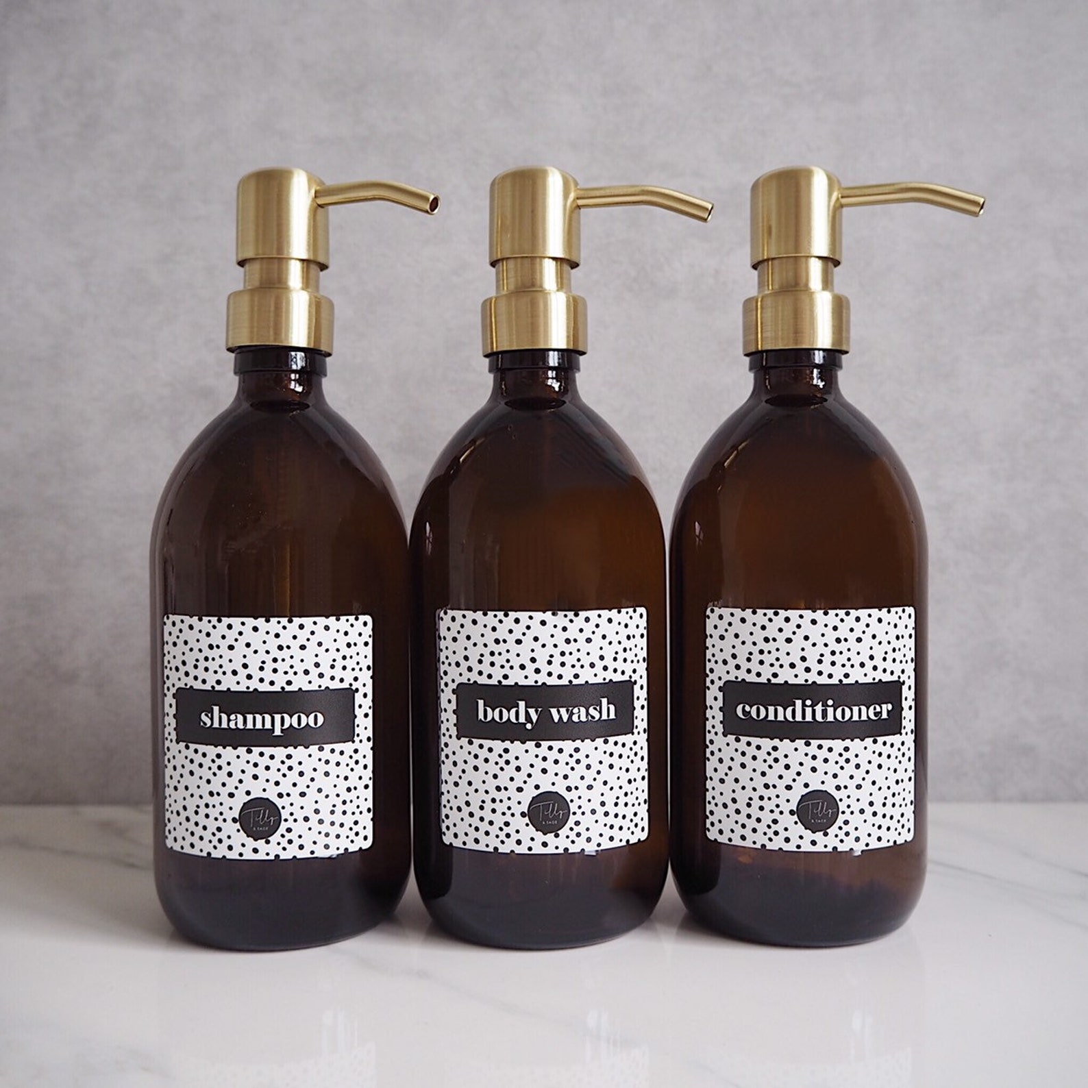 Amber Glass Reusable Bathroom Bottles With Dalmatian Labels Etsy