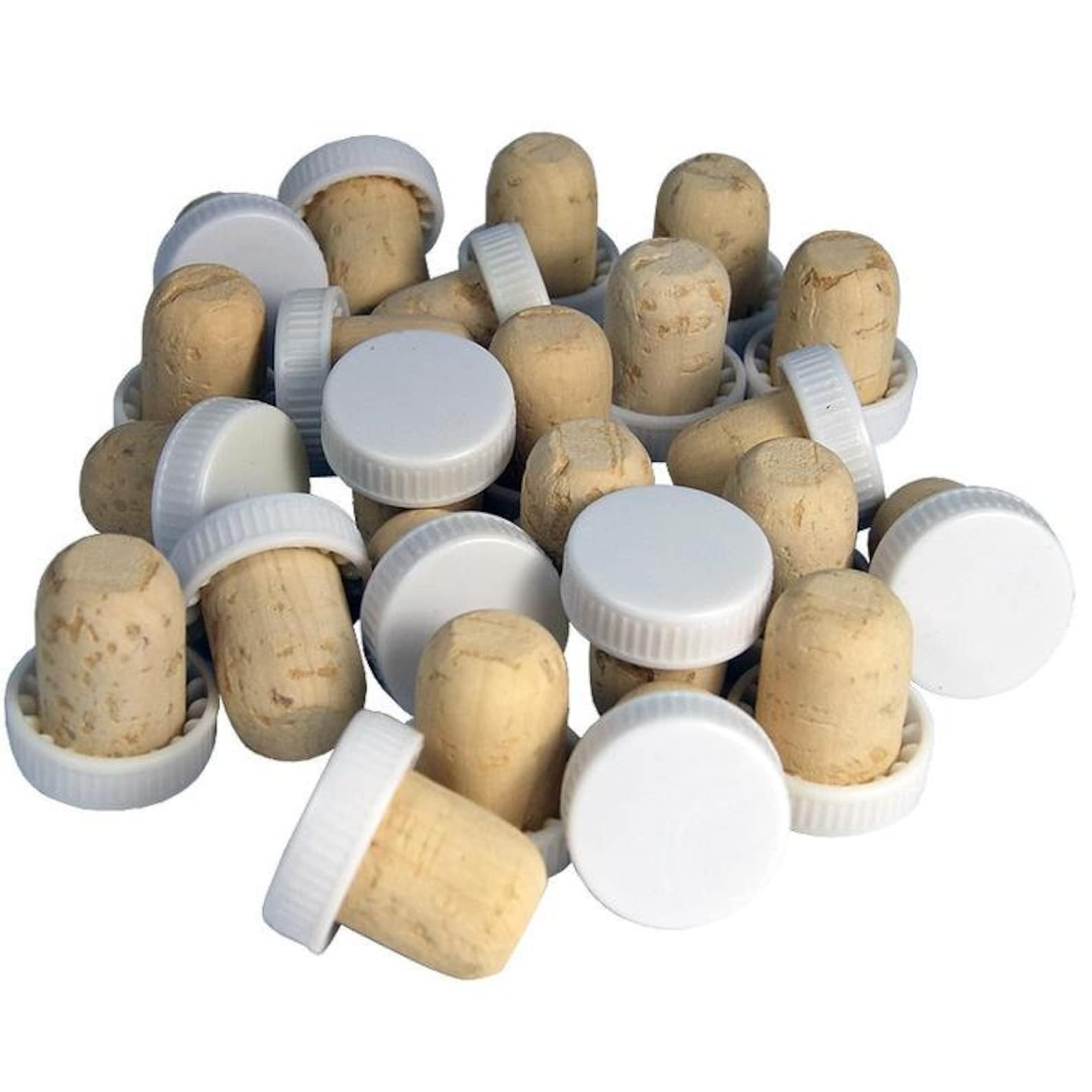 50 X White Plastic Topped Corks for Wine Bottle Corks for Home Wine