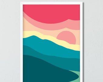 Explorador, Aventura, Impresión digital, Uso comercial, Uso personal, Póster, Montañas, Paisaje, Descarga instantánea, Abstracto, Arte mural