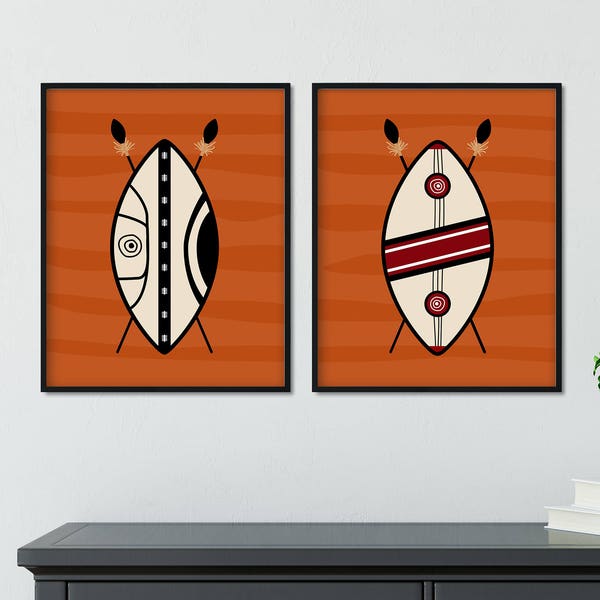 BUY 10 GET 5 FREE, Coupon Code - 5FREE   Maasai Shields Printable Posters, Wall Art