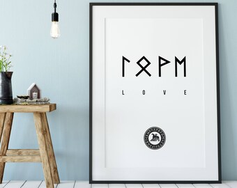 BUY 10 GET 5 FREE, Coupon Code - 5FREE   Love Viking Runes, Black and White, Minimalist, Commercial Use