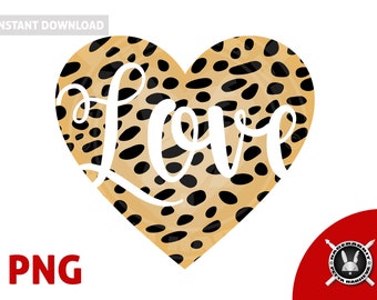 Cheetah Leopard Heart PNG Clip Art Transparent Background Printable File Craft Supply Scrapbooking Decoration Animal Print Valentine's Day