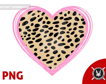 Cheetah Heart PNG Clip Art File Transparent Background Animal Print Leopard Pattern Valentine's Day Commercial Use  Prints Crafts