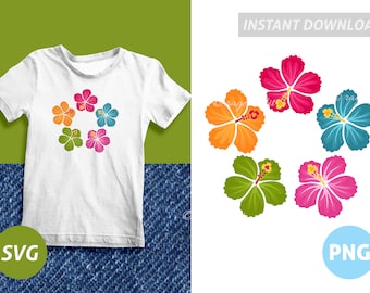 Hibiscus Wreath SVG T-Shirt Design Girlie Summer Commercial Use Prints and Crafts Luau Party Flowers HawaiiPNG Clip Art Transparent