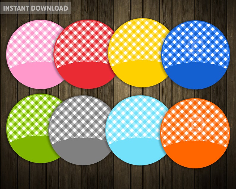 Gingham Circles with Banners SVG Vector Illustrations PNG Clip Arts Labels Tags Commercial Use Kitchen Bakery Name Labels Digital Cut Files image 1