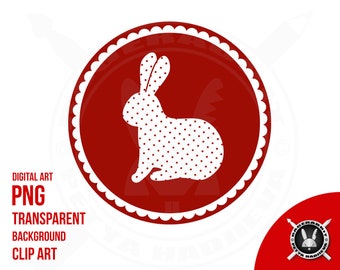 BUY 10 GET 5 FREE, Coupon Code - 5FREE   Easter Rabbit Bunny Clip Art Printable File for Sublimation Commercial Use Emblem Polka Dots