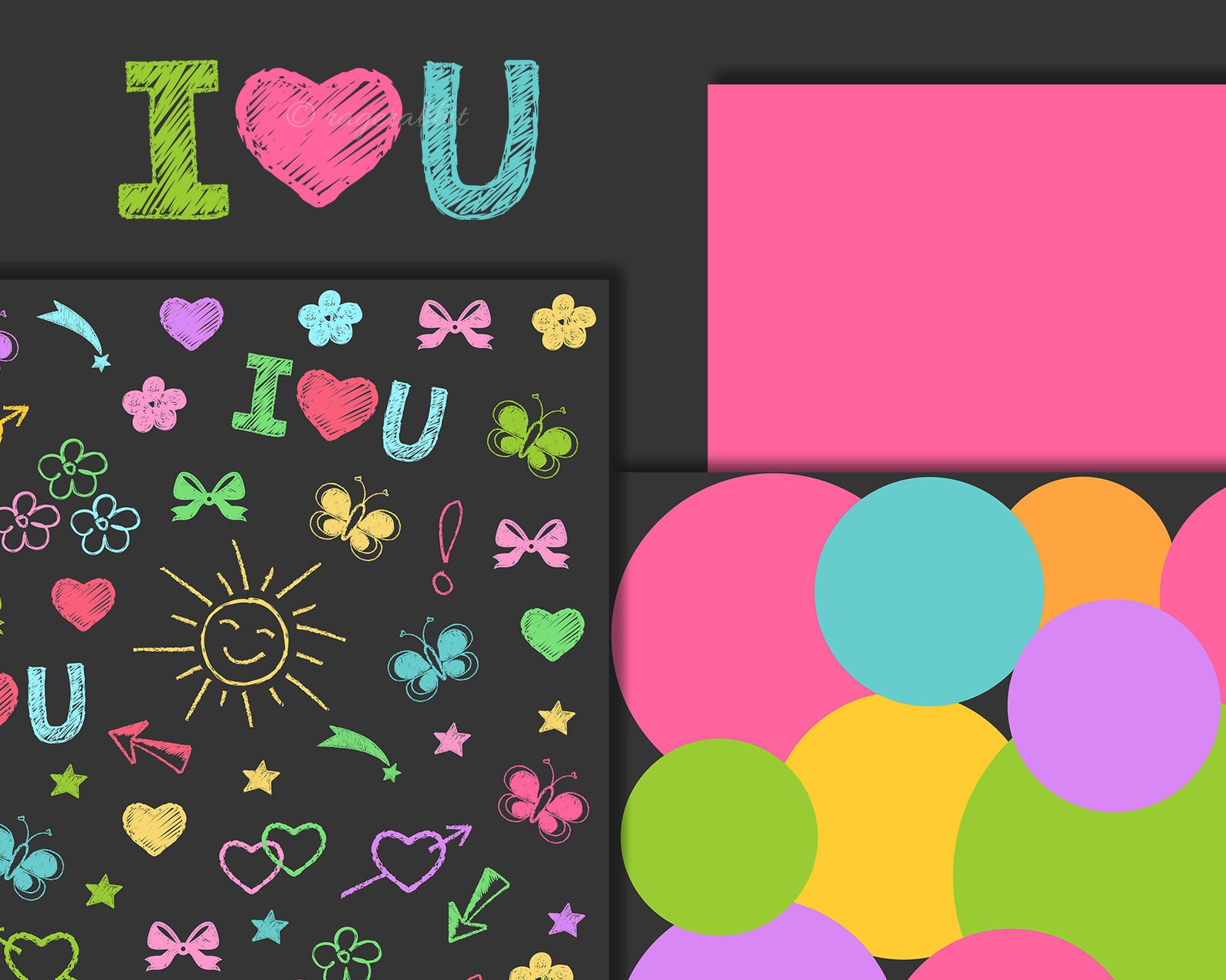 Chalkboard Digital Paper Clip Art I Love You Love Etsy