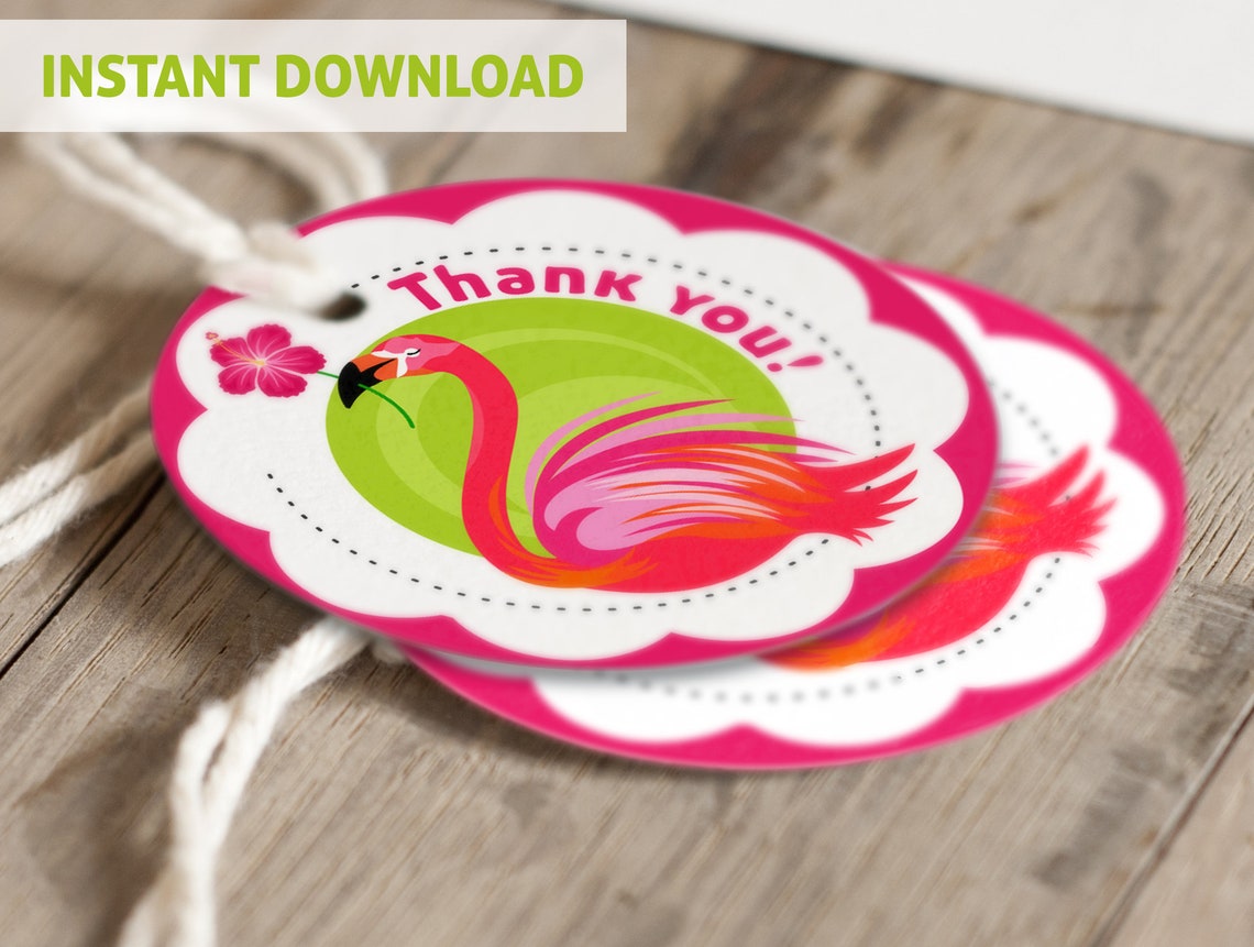 Flamingo Thank You Label Design SVG and Transparent PNG Files Editable ...