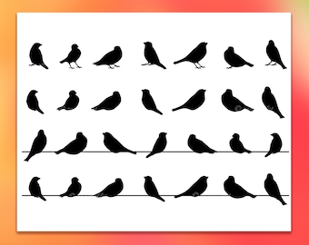 BUY 10 GET 5 FREE, Coupon Code - 5FREE   Sparrows Vector Illustrations, Birds Clipart, Sparrows Clip Art, Digital