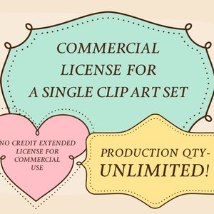 Extended License for Commercial Use of One Clipart Set, Unlimited Production Quantity, Commercial Use of Digital Graphics