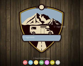 Adventure Camper Emblem Travel Badge Mountain Road Transportation Logo SVG Sublimation File Iron on Transfer Commercial Use