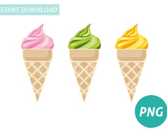 Ice Cream Collection PNG Clip Art Printable File Sublimation Commercial Use Summer Transparent Background Iron on Transfer Summer Icon