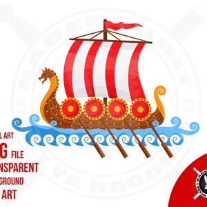 Viking Ship PNG File with Transparent Background T Shirt Design Clip Art Cartoon Illustration Commercial Use