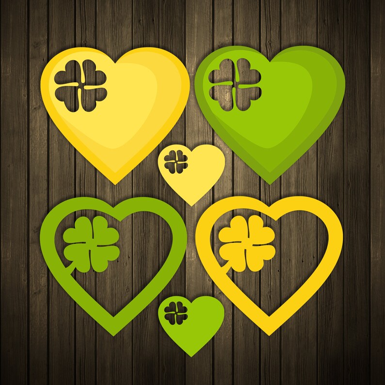 St Patrick Clover Hearts SVG Files Decoration Cut Files Commercial Use Printable Crafts Supply Frames Labels Shapes Clip Art image 1