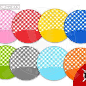 Gingham Circles with Banners SVG Vector Illustrations PNG Clip Arts Labels Tags Commercial Use Kitchen Bakery Name Labels Digital Cut Files image 2