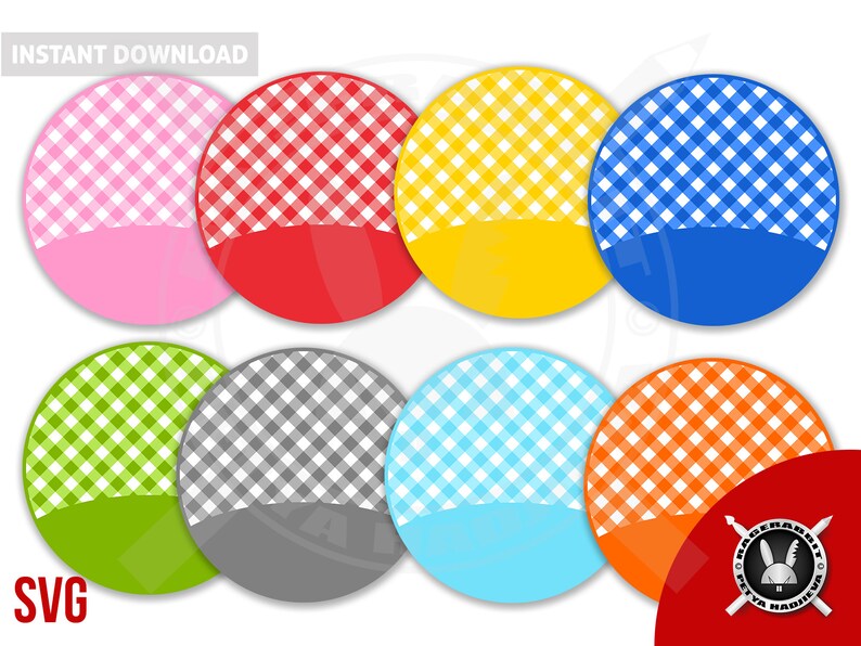 Gingham Circles with Banners SVG Vector Illustrations PNG Clip Arts Labels Tags Commercial Use Kitchen Bakery Name Labels Digital Cut Files image 2