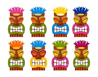 8 Tiki Statue Color Variations Set