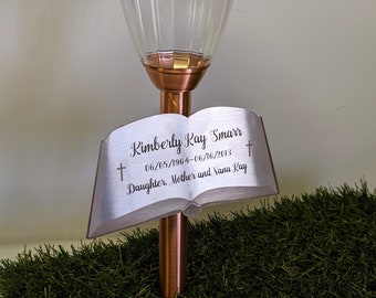 Personalized Grave Marker Solar Light for Pet or Loved One - Laser Etched Eternal Light