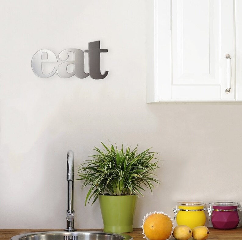 Eat Metal Kitchen Decor Sign Etsy