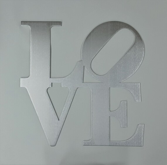 12/" Machine Brushed Aluminum Metal Love Sign Wall Decor Philly Love Park Sign