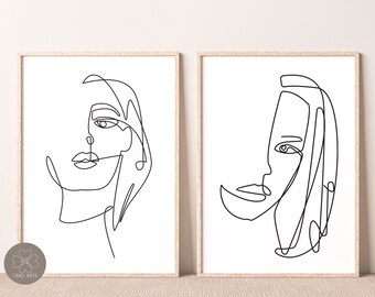 Line Art Two Faces Etsy India
