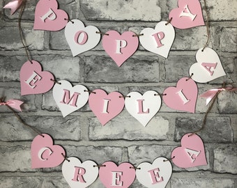 Personalised wooden bunting, nursery decor, new baby gift