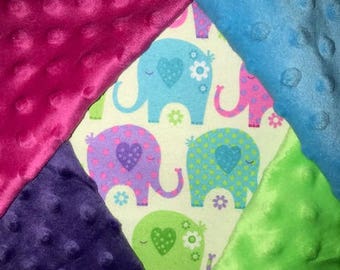 Personalized, Customized, Girly Elephants Blanket