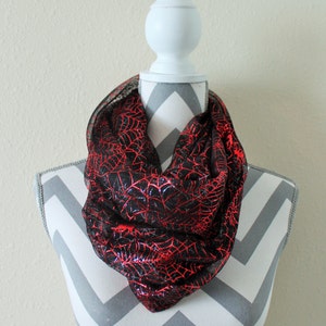 Red & Silver Spider Web Mesh Infinity Scarf