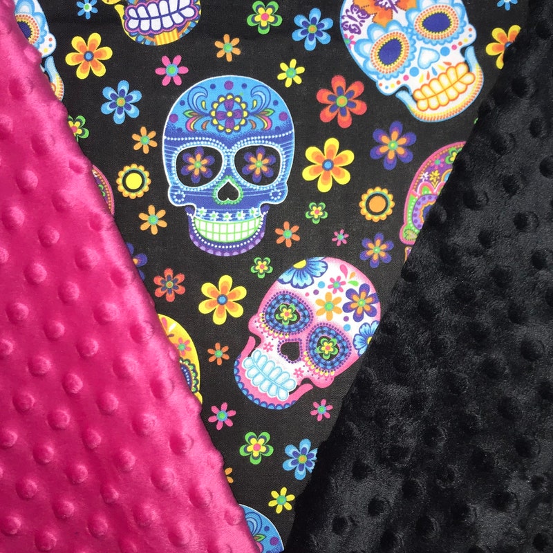 Sugar Skull Skeleton Girly Floral Pirate Pattern Print Throw Blanket