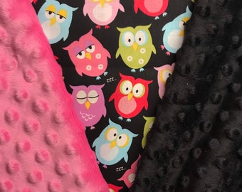 Personalized Colorful Owl Print Blanket