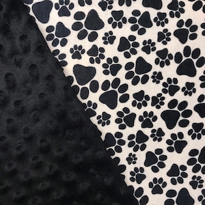 Personalized, Customized, Paw Prints black/ white Blanket