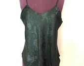 90s Vintage Black Camisole with Tony Rose Accents Womens Medium