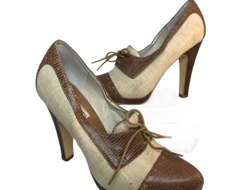 saddle oxford heels
