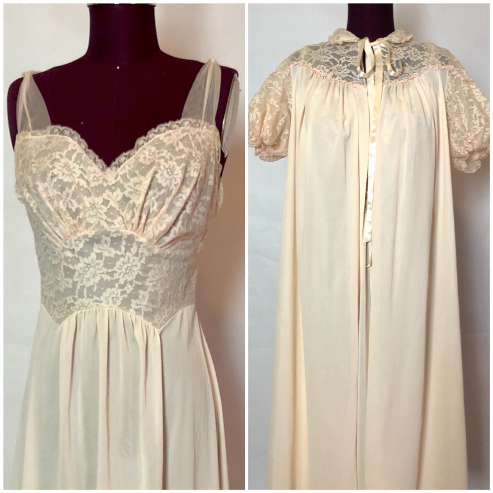 MuST SeE VANITY FAIR Matching Robe Nightgown Set Baby Pink Etsy