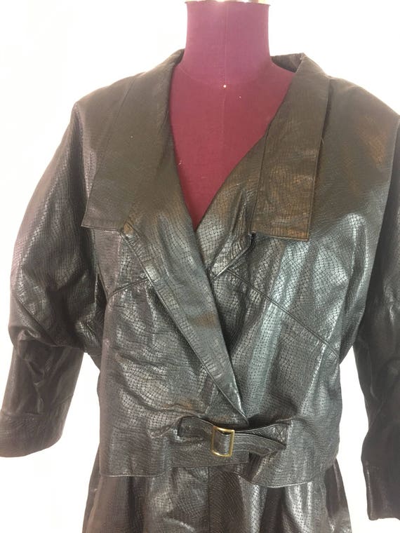 ITALIAN LEATHER Vtg Skirt Suit Two-piece Women's … - image 2